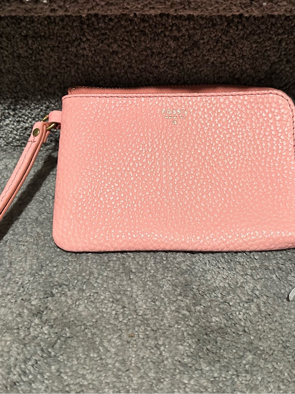 Fossil Pink Pebble Leather Wristlet with Tassel - Picture 3 of 7